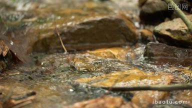 清澈湍急矿泉水潺潺流水小溪
